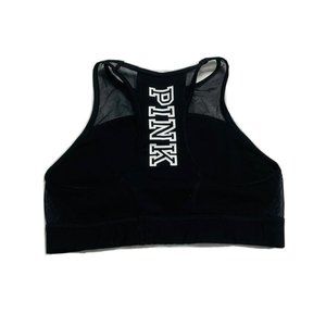 Victoria's Secret PINK Mesh Crop Sports Bra Tank Black And White Size Medium